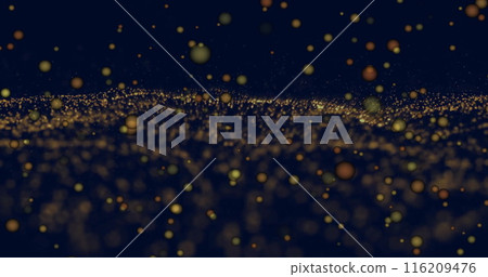 Image of spots of light over network of connections and mesh 116209476