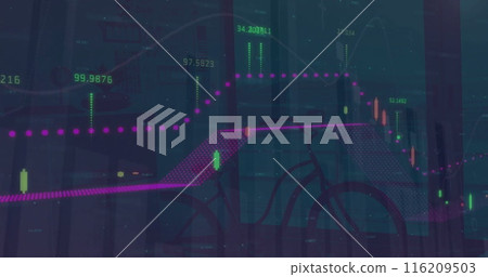 Image of statistics and financial data processing over world map Image of statistics and financial data processing over world map 116209503