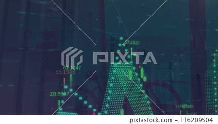 Image of statistics and financial data processing over world map Image of statistics and financial data processing over world map 116209504