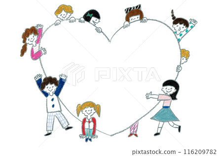 手繪插畫心框與兒童 116209782