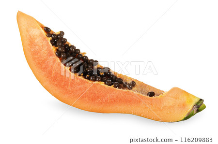 Sliced papaya isolated on white background. Sliced papaya isolated on white background. 116209883