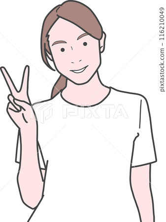 一個女人做出和平手勢的插圖 一個女人做出和平手勢的插圖 116210049