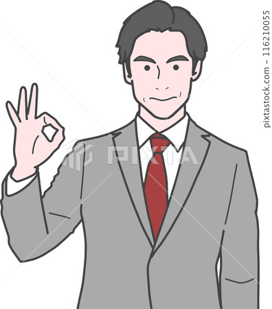 A businessman who makes an OK sign 116210055