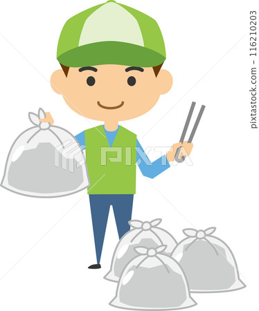 一名男子自願撿垃圾的插圖 116210203