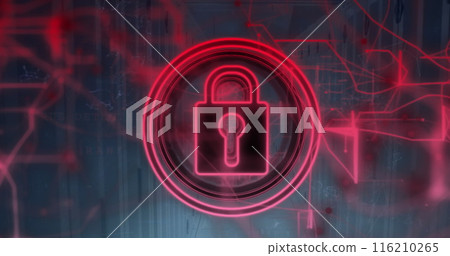 Image of padlock icon and data processing over computer servers Image of padlock icon and data processing over computer servers 116210265