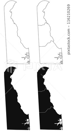 Delaware state outline County map set - United States 116210269