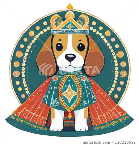 Beagle dog wearing a crown 9 / Material for flyers and posters 116210552