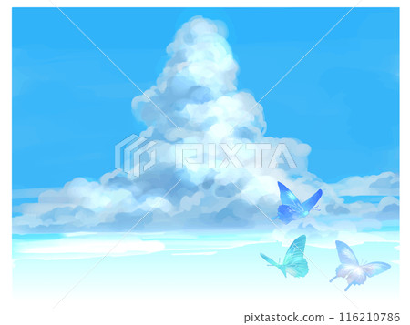 Summer cumulonimbus clouds and butterflies Summer cumulonimbus clouds and butterflies 116210786