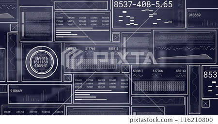 Image of data processing over empty office Image of data processing over empty office 116210800