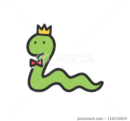 Illustration of a snake wearing a crown 116210824