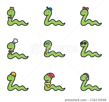 各種服裝的蛇插圖集 各種服裝的蛇插圖集 116210846