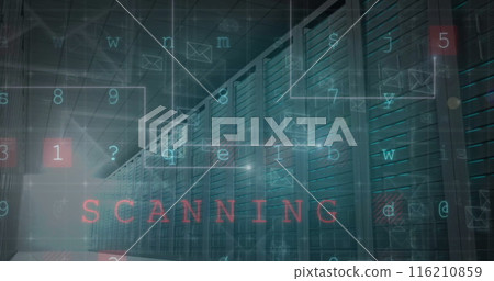 Image of email icons over security warnings and processing data 116210859