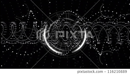 Image of scope scanning and data processing over black background 116210889