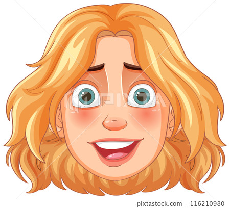 Happy Blonde Cartoon Face 116210980