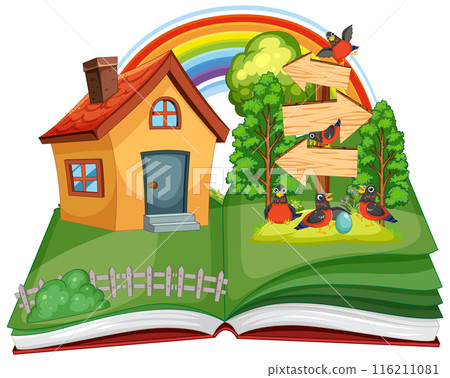 Open Book with Nature Scene Open Book with Nature Scene 116211081
