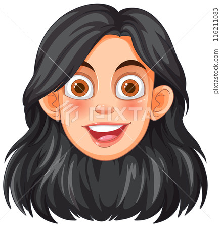 Happy Woman with Black Hair Happy Woman with Black Hair 116211083