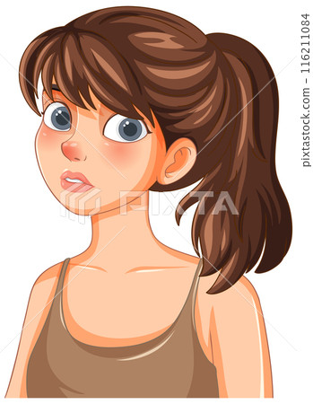 Surprised Girl with Ponytail 116211084