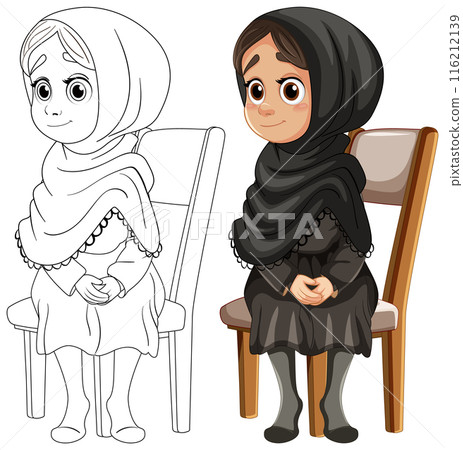Muslim Girl Sitting on Chair 116212139