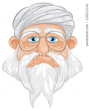 Elderly Man with Turban Illustration 116212143
