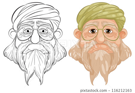 Elderly Man with Turban Illustration Elderly Man with Turban Illustration 116212163