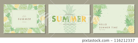 Summer tropical fruit material set frame background vector illustration simple stylish 116212337
