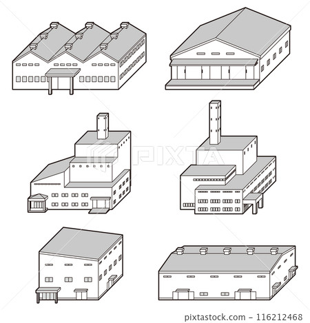 工廠的三維向量插圖。 116212468