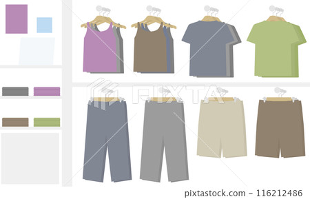 Illustration of an apparel shop sales floor 116212486