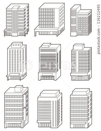 3D vector illustration of a building. Line drawing. 116212495