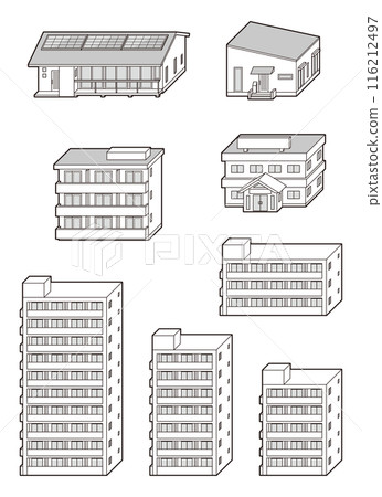3D vector illustration of a house. Line drawing. 116212497