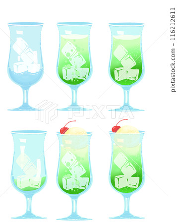 Illustration of cold water and melon soda 116212611