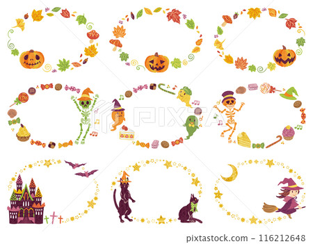 October Halloween illustration material round frame set 116212648