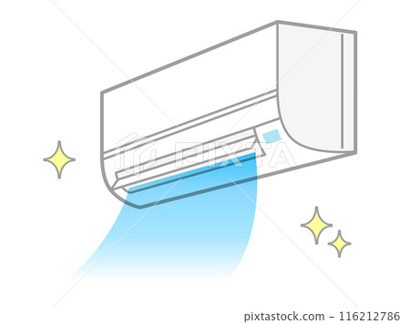 Illustration of a cooler or air conditioner with clean air after cleaning Illustration of a cooler or air conditioner with clean air after cleaning 116212786