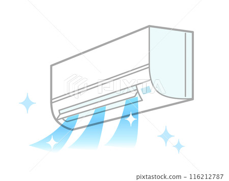 Illustration of a cooler or air conditioner with clean air after cleaning Illustration of a cooler or air conditioner with clean air after cleaning 116212787