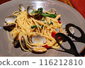 Delicious looking vongole bianco seafood pasta 116212810