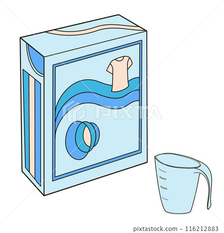 washing powder in a box and measuring cup washing powder in a box and measuring cup 116212883