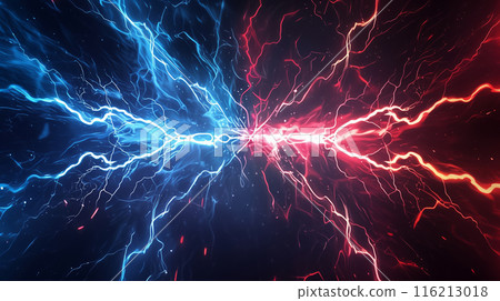 "Relative Red and Blue Lightning Battleground" <AI generated material> 116213018