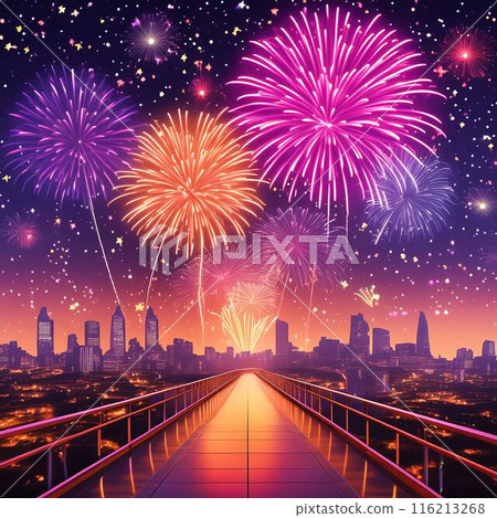 星空閃爍著夢幻般的煙火 星空閃爍著夢幻般的煙火 116213268