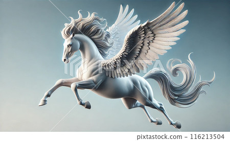 Pegasus soaring through the sky 116213504