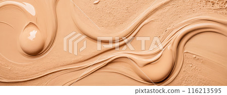 Abstract creamy beige background with soft waves and elegant swirls, detailed close-up of smooth flowing texture. foundation or frosting, artistic designs or culinary presentations Abstract creamy beige background with soft waves and elegant swirls, detailed close-up of smooth flowing texture. foundation or frosting, artistic designs or culinary presentations 116213595