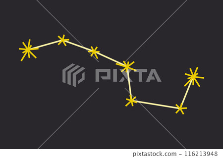 Vector illustration of the Big Dipper constellation in flat cartoon style. Abstract Ursa Major constellation, stars in a whimsical, cosmic design. Icon for astronomy and night sky-themed projects Vector illustration of the Big Dipper constellation in flat cartoon style. Abstract Ursa Major constellation, stars in a whimsical, cosmic design. Icon for astronomy and night sky-themed projects 116213948