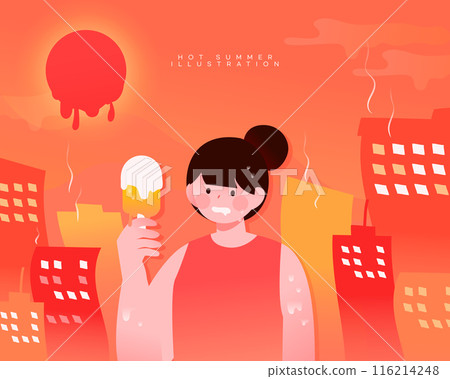 Illustration of the hot summer character 116214248