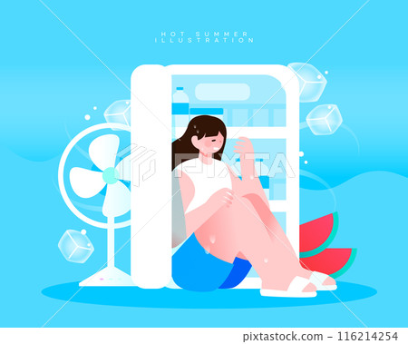 Illustration of the hot summer character Illustration of the hot summer character 116214254