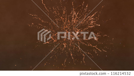 Image of fireworks exploding on brown background 116214532