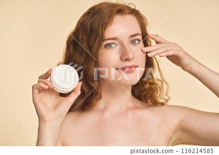 Woman Applying Skin Cream Skincare Beauty Concept 116214585
