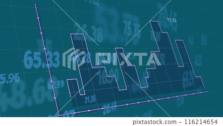 Image of financial data processing over blue background Image of financial data processing over blue background 116214654