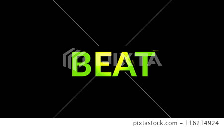 Image of neon green beat text on black background Image of neon green beat text on black background 116214924