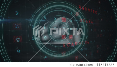 Image of security cloud icon against cyber security data processing 116215227