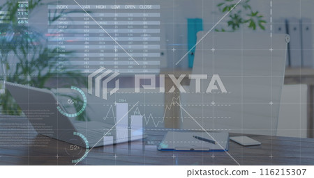 A composite image of various financial charts 116215307