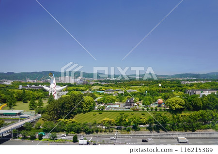 Suita, Osaka Expo Park (central and eastern parts) seen from the Ferris wheel (north facing, early summer) Suita, Osaka Expo Park (central and eastern parts) seen from the Ferris wheel (north facing, early summer) 116215389