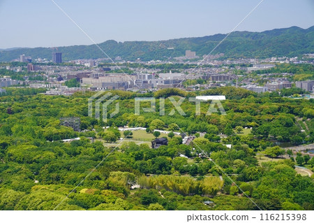 Suita, Osaka - The western part of Expo Park and Osaka University seen from the Ferris wheel (northwest, early summer) 116215398